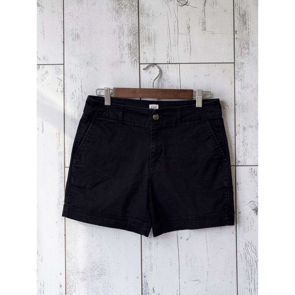 GAP Black Cotton Stretch 5" Chino Shorts 4 Classic Tailored Preppy Basic